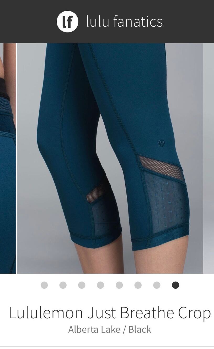 Lululemon Just Breathe Crop Leggings Alberta Lake Mesh Luxtreme fits size 8/10